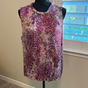 White House Black Market Floral Blouse - Purple and Red